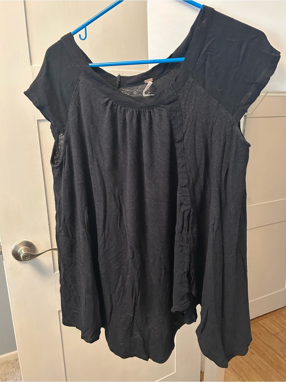 Free People Black Scoop Neck Short Sleeve Tunic